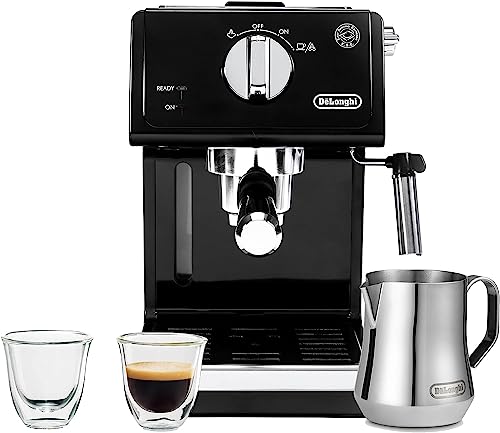 De’Longhi ECP3120 15 Bar Espresso Machine with Espresso Glasses and Stainless Steel Milk Frothing Pitcher
