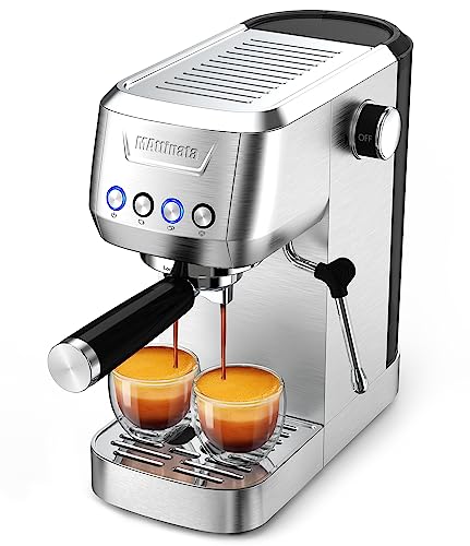 MAttinata Espresso Machine, 20 BAR Espresso Maker with Milk Frother/Steam Wand, Stainless Steel Compact Espresso Coffee Machine with 48oz Removable Water Tank for Cappuccino, Latte, Gift