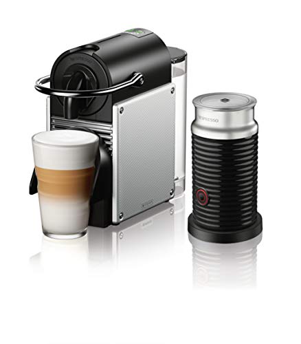 Nespresso Pixie Coffee and Espresso Machine by De’Longhi with Milk Frother, Aluminum, 34 ounces