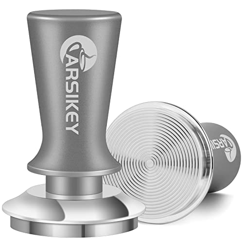 Arsikey 58mm Espresso Tamper, Premium Tamper for Espresso Machine with Calibrated Spring Loaded, 100% Stainless Steel Ripple Base Coffee Tamper for Barista Home Coffee Espresso Accessories
