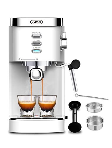 Gevi 20 Bar High Pressure Commercial Espresso Machines, Expresso Coffee Machine with Milk Frother for Espresso, Latte Macchiato, Cuppuccino,1.2L Water Tank, 1350W