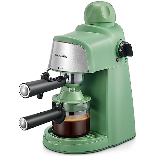 Ihomekee Espresso Machine, 3.5Bar Espresso and Cappuccino Machine with Preheating Function, 4 Cup Coffee Maker with Milk Frothing Function and Steam Wand (Green)