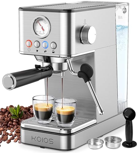 KOIOS Espresso Machines, 20 Bar Semi-Automatic Espresso Maker with Foaming Steam Wand, 1200W Stainless Steel Espresso Coffee Maker for home, 58oz removable Water Tank, PID Control System