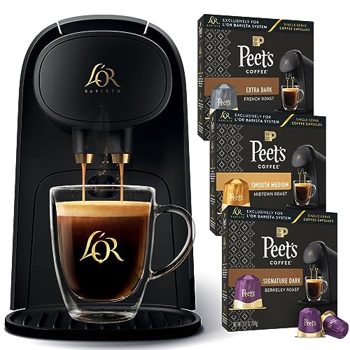 L’OR Barista System Coffee and Espresso Machine with 30 Peet’s Cafe Collection Coffee Pods