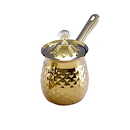 Alunsito Stainless Steel Turkish Coffee Pot, Moka Pot, Espresso Maker for Stove Top, Camping Coffee Pot, Greek Arabic Coffee Warmer with Lid & Handle, Gold, 600 ml / 20 oz