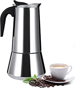 Balun Admhail Stainless Steel Stovetop Expresso Maker Moka Pot for Rich Espresso 9 Cups 450ML Cuban/Italian/Greca Coffee Maker, Ideal for Home, Office & Outdoors