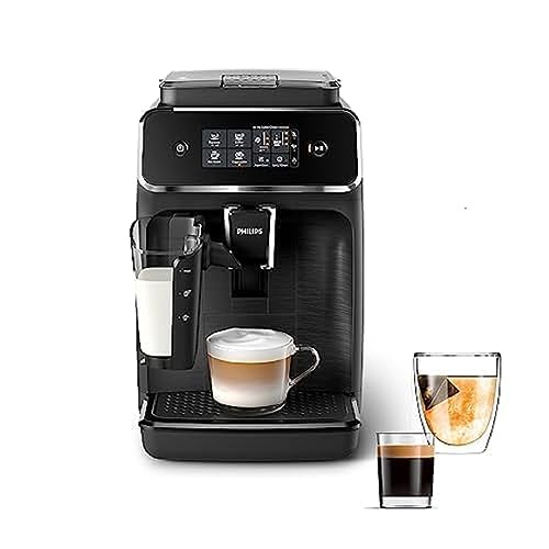 Philips 2200 Series Fully Automatic Espresso Machine – LatteGo Milk Frother, 3 Coffee Varieties , Intuitive Touch Display, Black, (EP2230/14)