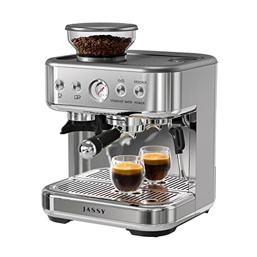 JASSY Espresso Machine 20 Bar Cappuccino Coffee Maker High Pressure Pump with Barista Coffee Grinder/Milk Frother for Espresso/Cappuccino/Latte,1350W