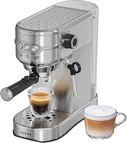 JASSY Espresso Maker 20 Bar Cappuccino Coffee Machine with Milk Steamer for Espresso/Cappuccino/Latte/Mocha for Home Brewing with 35 oz Removable Water Tank/1450W
