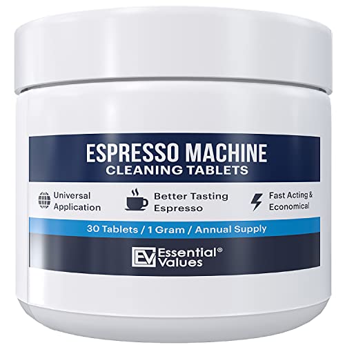 Essential Values Espresso Machine Cleaning Tablets (30 Tablets), For Jura, Miele, and Breville Espresso Machines – Made in USA