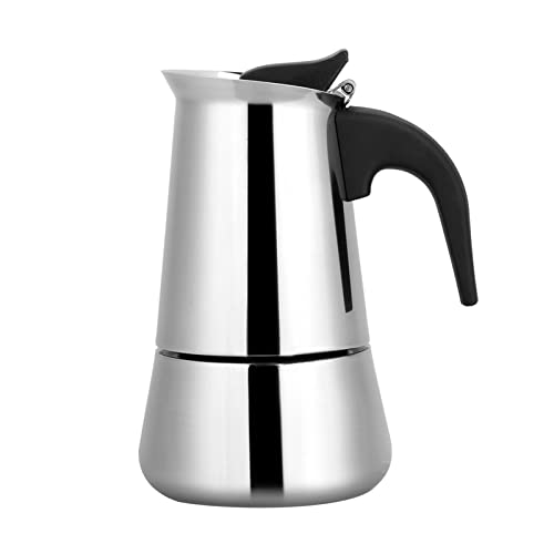 Portable Stainless Steel Coffee Pot Moka Espreso Maker Mocha Pot, Stainless Steel with Electric stove Filter, Stovetop Esprsso Maker (100ml)