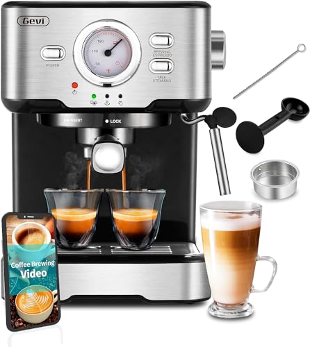 Gevi Espresso Machine, Espresso Maker with Milk Frother Steam Wand, Compact Espresso Super Automatic Espresso Machines for home Cappuccino, Latte