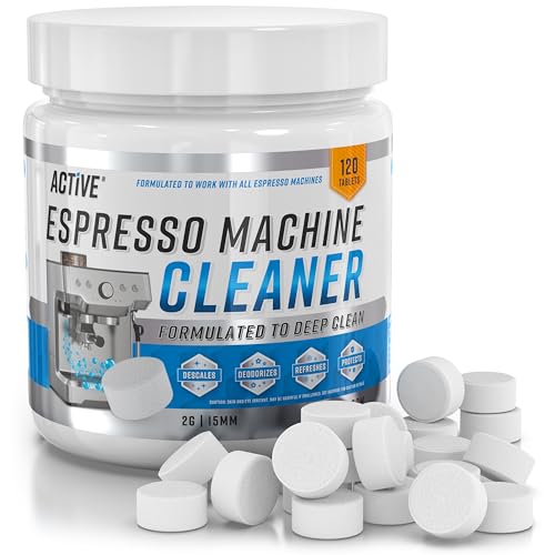 Espresso Machine Cleaning Tablets Descaling – 120 Tabs | Compatible with Breville Barista Express, Gaggia, Delonghi, Jura, Philips | Expresso Maker Backflush Oil Remover Descaler Cleaner Clean Tablet