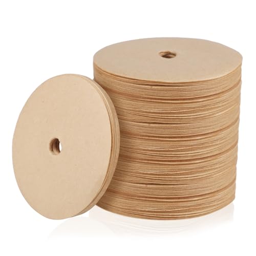 500pcs 3.75 Inch Unbleached Coffee Paper Filters, One-Use Round Espresso Percolator Coffee Filters Compatible with Bozeman Electric Percolators, Coffee Pots, Brewers (Wood Color)