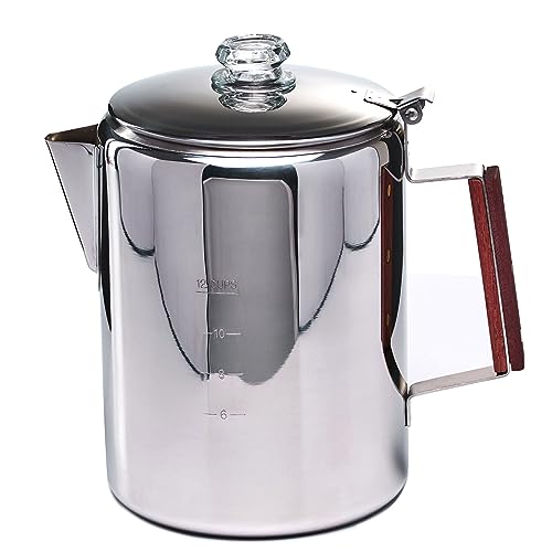 ZOWIE KING Camping-Fire Coffee Percolator Stovetop Pot- Stainless Steel Stove top Coffee Pot, Unleash Flavor in the Great Outdoors (12 Cups)