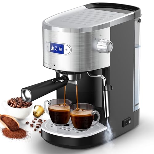 Joy Pebble Espresso Machine, Professional Espresso Maker, 20Bar Coffee Maker with Powerful Steam Wand, Coffee Machine with 40.5oz Water Tank Brewing for Espresso/Cappuccino/Latte,1350W