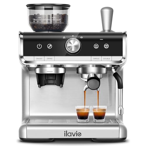 ILAVIE Espresso Machine with Grinder, Barista Espresso Maker for Home, 20 Bar Super-Automatic Espresso Machines for Espresso & Cappuccina & Latte, 2.8L Water Tank, 1450W