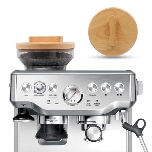 for Breville Barista Express Espresso Machine, Wooden Replacement Lid on Top, Espresso Bean Compartment Accessories, Finger Quick Open Cover, Modify Decorate for your Breville Barista