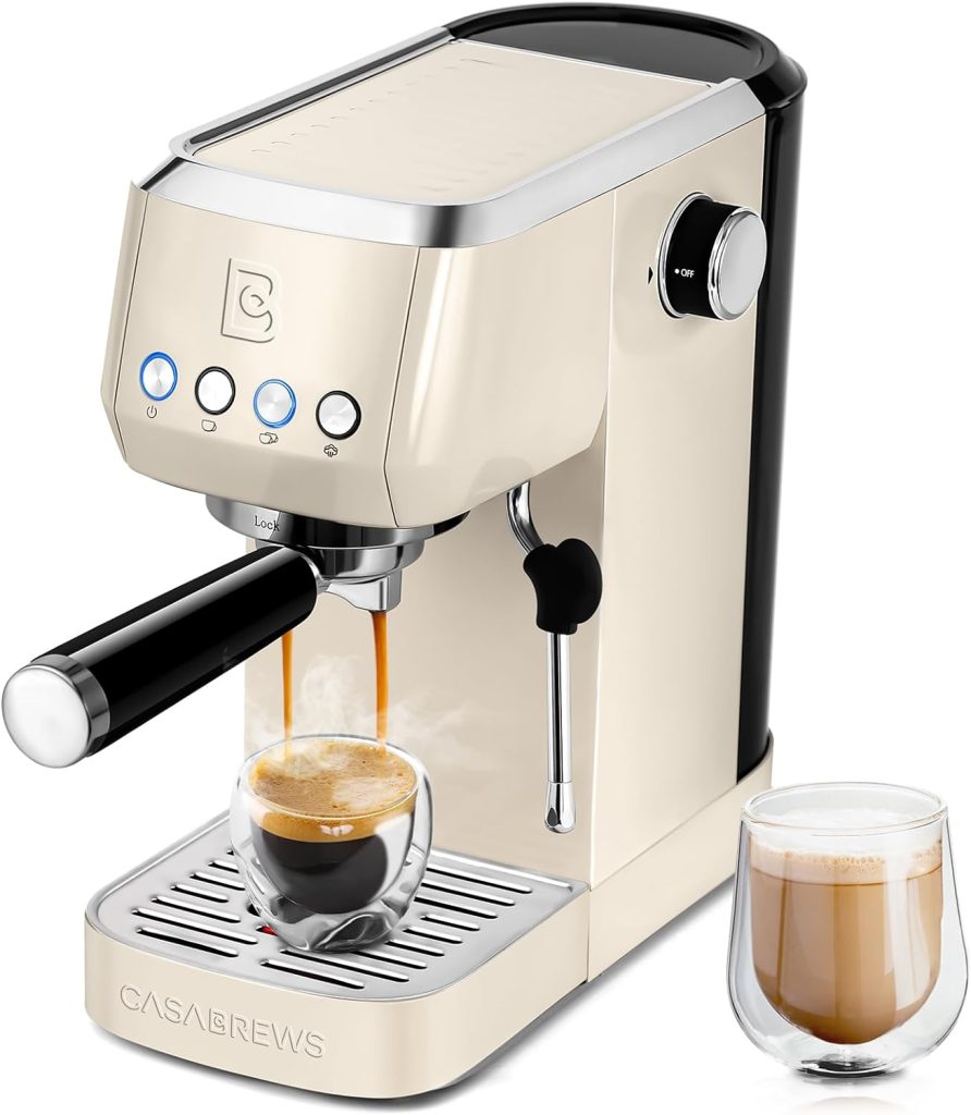 CASABREWS Espresso Machine 20 Bar, Professional Espresso Maker Cappuccino Machine with Steam Milk Frother, Stainless Steel Espresso Coffee Machine with 49oz Removable Water Tank, Gift for Dad Mom