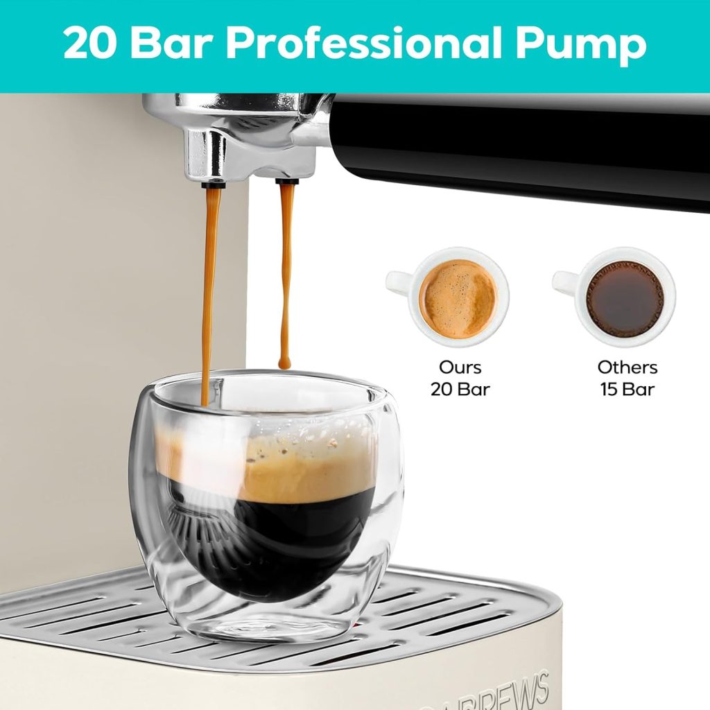 CASABREWS Espresso Machine 20 Bar, Professional Espresso Maker Cappuccino Machine with Steam Milk Frother, Stainless Steel Espresso Coffee Machine with 49oz Removable Water Tank, Gift for Dad Mom