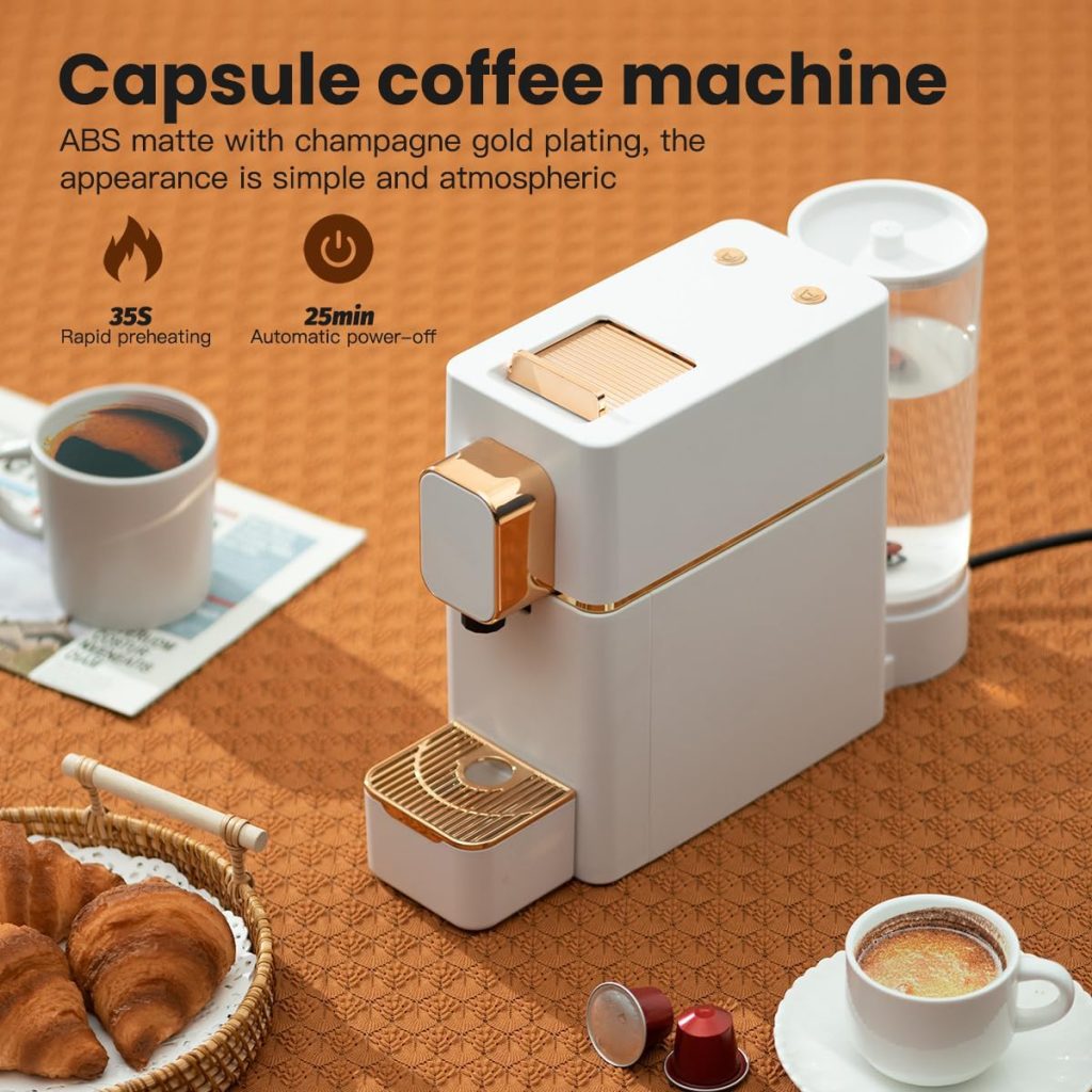 Espresso Machine for Coffee Capsules Compatible with Nespresso OriginalLine Machine, Espresso Maker for Nespresso OriginalLine, Battistino Coffee, Rosso Caffe, Peets Espresso ...(White)