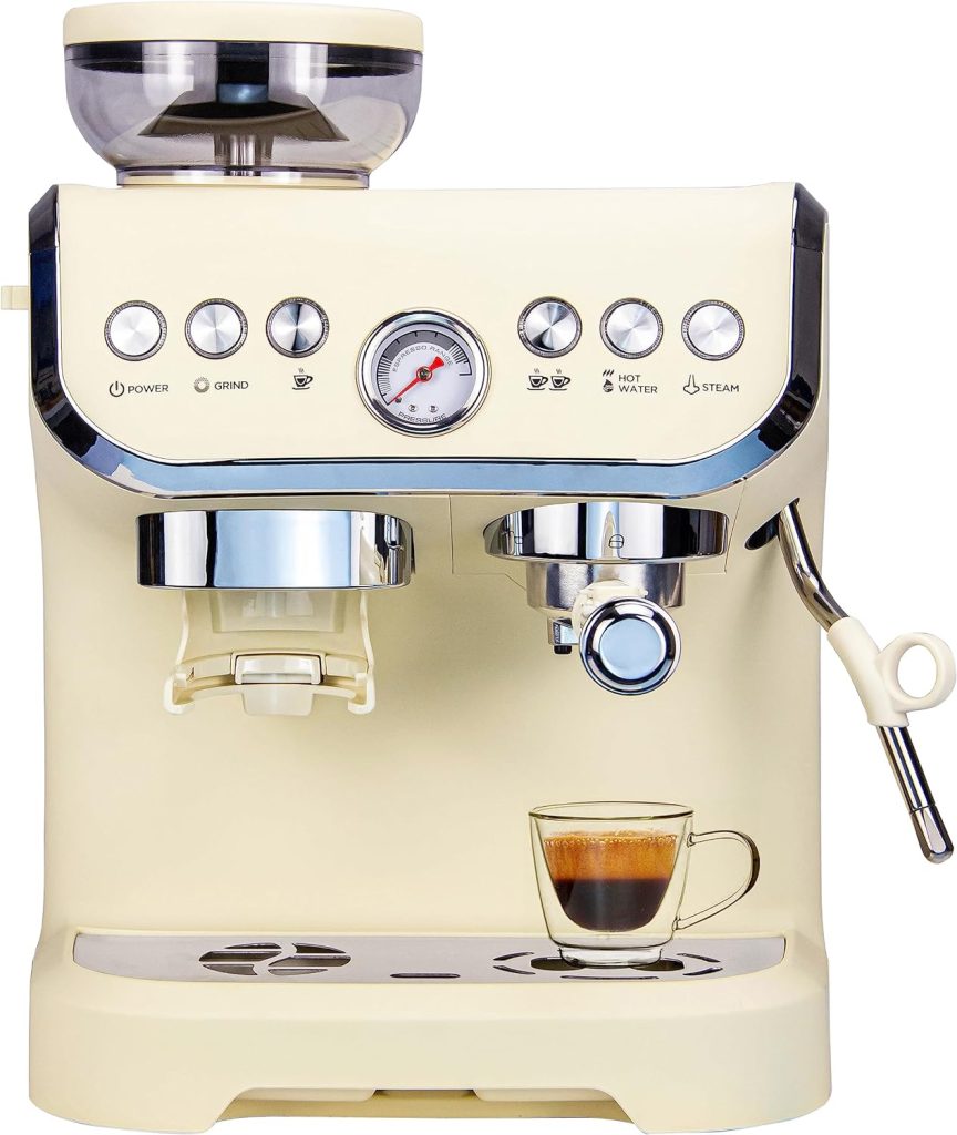 MIROX Espresso Coffee Maker With Grinder For Home, 2000ML Water Tank1450w and ABS Housing Combo Coffee Latte Maker Cappuccino Machine With Milk Frother Latte Macchiato Cuppuccino Machines