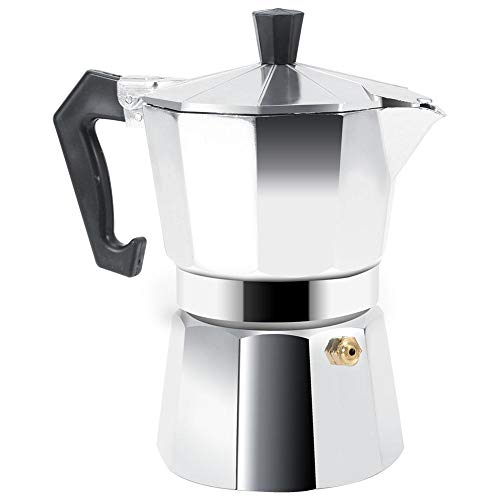 Zyyini Moka Pot, Aluminum Metal Octagonal Espresso Coffee Maker, Sturdy and Durable Stovetop Coffee Pot for Kitchen, Hotel and Office Use (300ML 6cups)