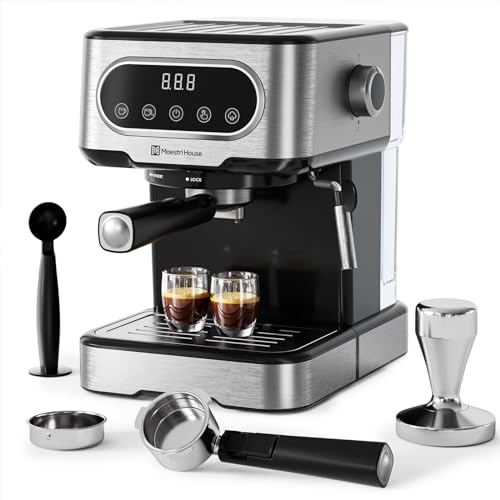 Maestri House Espresso Machine, Espresso Coffee Maker with Milk Frother Steam Wand, Barista Espresso Coffee Machine with Digital Touch Panel for Cappuccino Latte