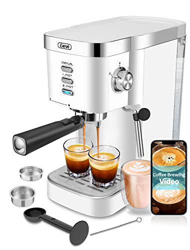 Gevi Super-Automatic Espresso Machines, 20 Bar High Pressure Expresso Coffee Machine with Milk Frother for Espresso, Latte Macchiato, Cuppuccino,1.2L Water Tank, 1350W