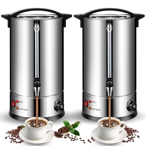 Baderke 2 Pack Commercial Coffee Urns 100 Cup Coffee Maker 15 L Stainless Steel Coffee Pot Electric Percolator Coffee Urn Hot Water Tea Dispenser Large Coffee Dispenser for Party Catering Home Wedding