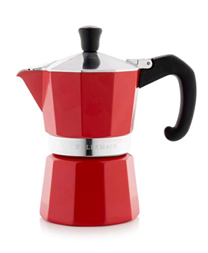 Bellemain Stovetop Espresso Maker Moka Pot (Red, 3 Cup)