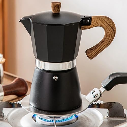 MORDEN MS Moka Pot, Stovetop Espresso Maker 6 Espresso Cup – 10 oz Italian Coffee Maker, Manual Cuban Coffee Percolator Machine Italian Espresso Greca Coffee Maker – Black