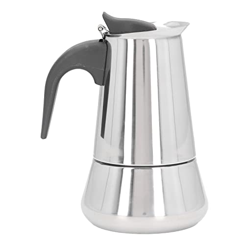 BuyWeek Stovetop Espresso Maker, Drip Type Classic Espresso Moka Pot Stainless Steel Stovetop Coffee Maker for Home Office Travel (4 Cup 400ml)