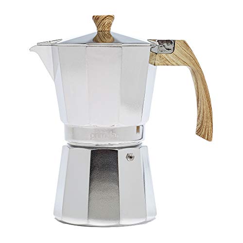 Primula Aluminum Stove Top Espresso Maker, Percolator Pot for Moka, Cuban Coffee, Cappuccino, Latte and More, Perfect for Camping, 6 Cup, Polished