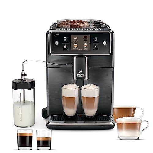 PHILIPS Saeco Xelsis Super Automatic Espresso Machine – LatteDuo Milk System, 15 Coffee Varieties, 6 User Profiles, Touchscreen, Black & Titanium, (SM7684/04)