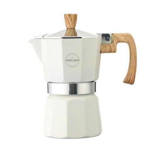 Stanridge Country Stovetop Espresso Pot, Espresso pot for favorite espresso coffee, perculator espresso maker, stovetop coffee maker, 6 cup coffee pot (White)