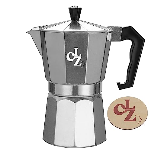 CLZ LIUCHUI Silver Stovetop Espresso and Coffee Maker – The Italian and Cuban Coffee Maestro! Unleash Passion, One Pot of Richness! Greca Moka Pot – 6 Espresso Cups