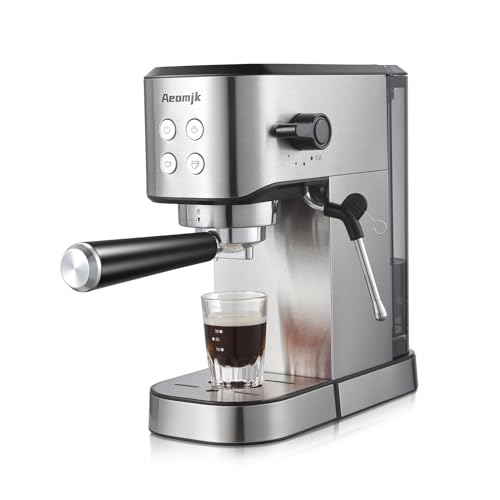 Aeomjk Espresso Machine, 20 Bar Stainless Steel Espresso Maker with Milk Frother Steam Wand, Coffee Espresso Machine for Cappuccino, Latte, for Home, 34oz Removable Water Tank