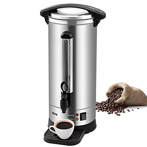 VEVOR Commercial Coffee Urn, 110Cups/17qt Stainless Steel Large Coffee Dispenser, 1500W 110V Electric Coffee Maker Urn For Quick Brewing, Hot Water Urn for Easy Cleaning