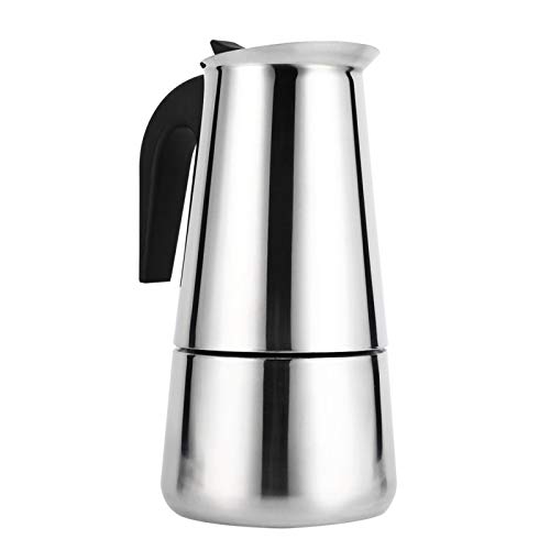 450ml Stainless Steel Moka Pot, Espresso Greca Coffee Maker, for Induction Gas or Electric Stove Home Office Use