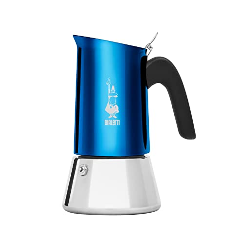Bialetti New Venus Coffee Machine 6 Cups Anti-Burn Handle Not Induction 6 Cups (235 ml) Stainless Steel Blue