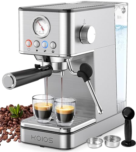 KOIOS Espresso Machines, Upgraded 1200W Espresso Maker with Foaming Steam Wand, 20 Bar Semi-Automatic Steam Espresso Coffee Maker for home, 58oz removable Water Tank, PID Control System