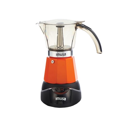 IMUSA 3-6 Cup Electric Espresso Maker with Detachable Base, Orange