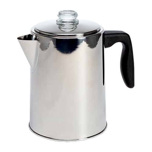 Primula Stovetop Coffee Percolator, Premium Stainless Steel Coffee Maker with Reusable Filter Basket, Non-Drip Spout, Glass Knob Brew Indicator and Heat Resistant Handle, Dishwasher Safe, 8 Cup