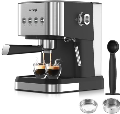 Aeomjk Espresso Machine, 20 Bar Professional Espresso Maker with Milk Frother Steam Wand, Coffee Espresso Machine for Cappuccino, Latte, Espresso Machines for Home, 50oz Removable Water Tank