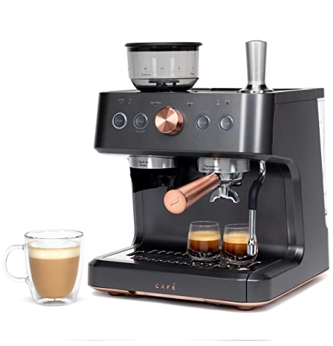 Café Bellissimo Semi Automatic Espresso Machine + Milk Frother | WiFi Connected| Built-In Bean Grinder, 15-Bar Pump & 95-Ounce Water Reservoir | Matte Black, C7CESAS3RD3 (Renewed)