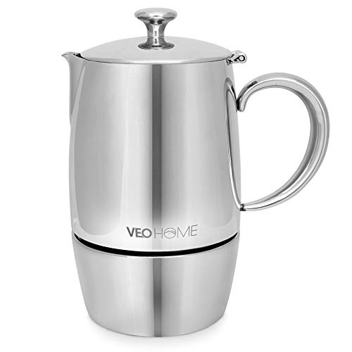 Stovetop Espresso Coffee Maker – Multi-Stove Stainless Steel Induction Moka Pot – Unbreakable and Dishwasher-Safe Italian Style Caffe Machine (300 mL)