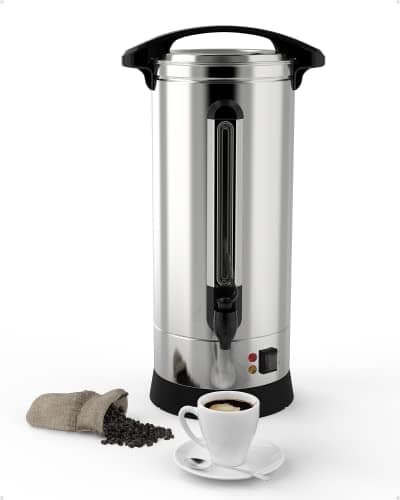 Garvee Commercial Coffee Urn, 110 Cup Extra Large Hot Water Urn, 16L Silver Double Wall Stainless Steel Large Coffee Urns, Quick Brew Commercial Coffee Percolator Electric for Gatherings