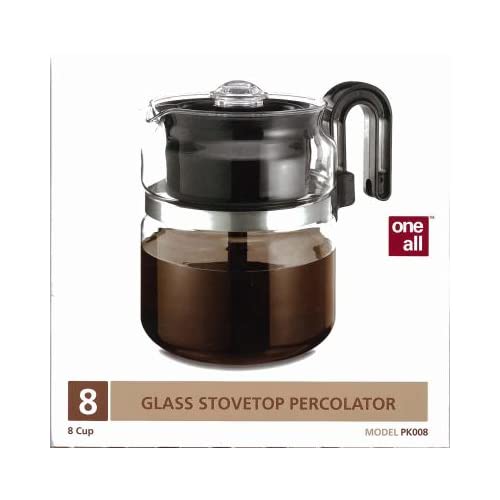One-All Stovetop Percolator 8 Cup 7″ Dia. X 5.6″ H Black Handle