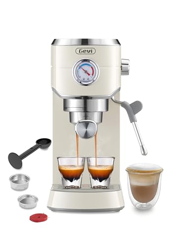 Gevi Espresso Machine 20 Bar, Professional Espresso Maker with Milk Frother, Compact Espresso Machines for Cappuccino, Latte, Commercial Espresso Machines & Coffee Makers, Creamy, Gift for Mother